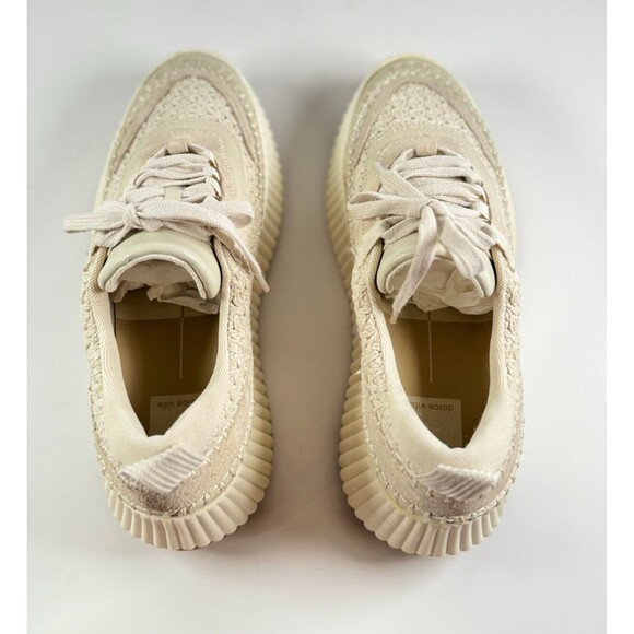 Dolce Vita Dolen Womens Shoes Beige Knit Sneakers Chunky Low Top Fashion US 7.5 - Picture 6 of 7